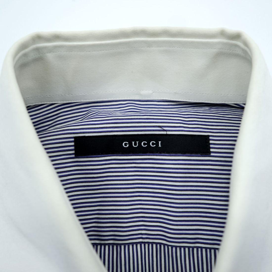 GUCCI Italian Made Cleric Shirt, Size M, Striped, Blue, G9U9BR