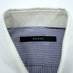 GUCCI Italian Made Cleric Shirt, Size M, Striped, Blue, G9U9BR