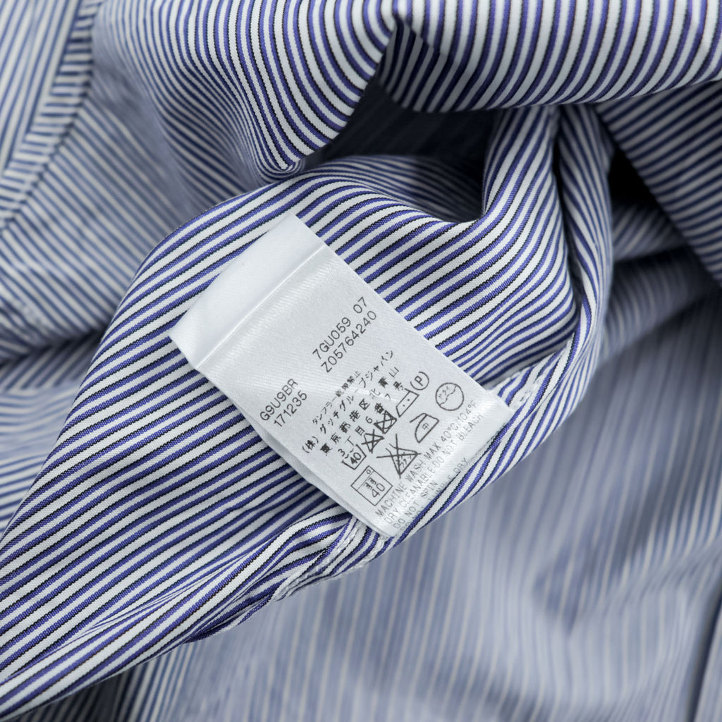GUCCI Italian Made Cleric Shirt, Size M, Striped, Blue, G9U9BR