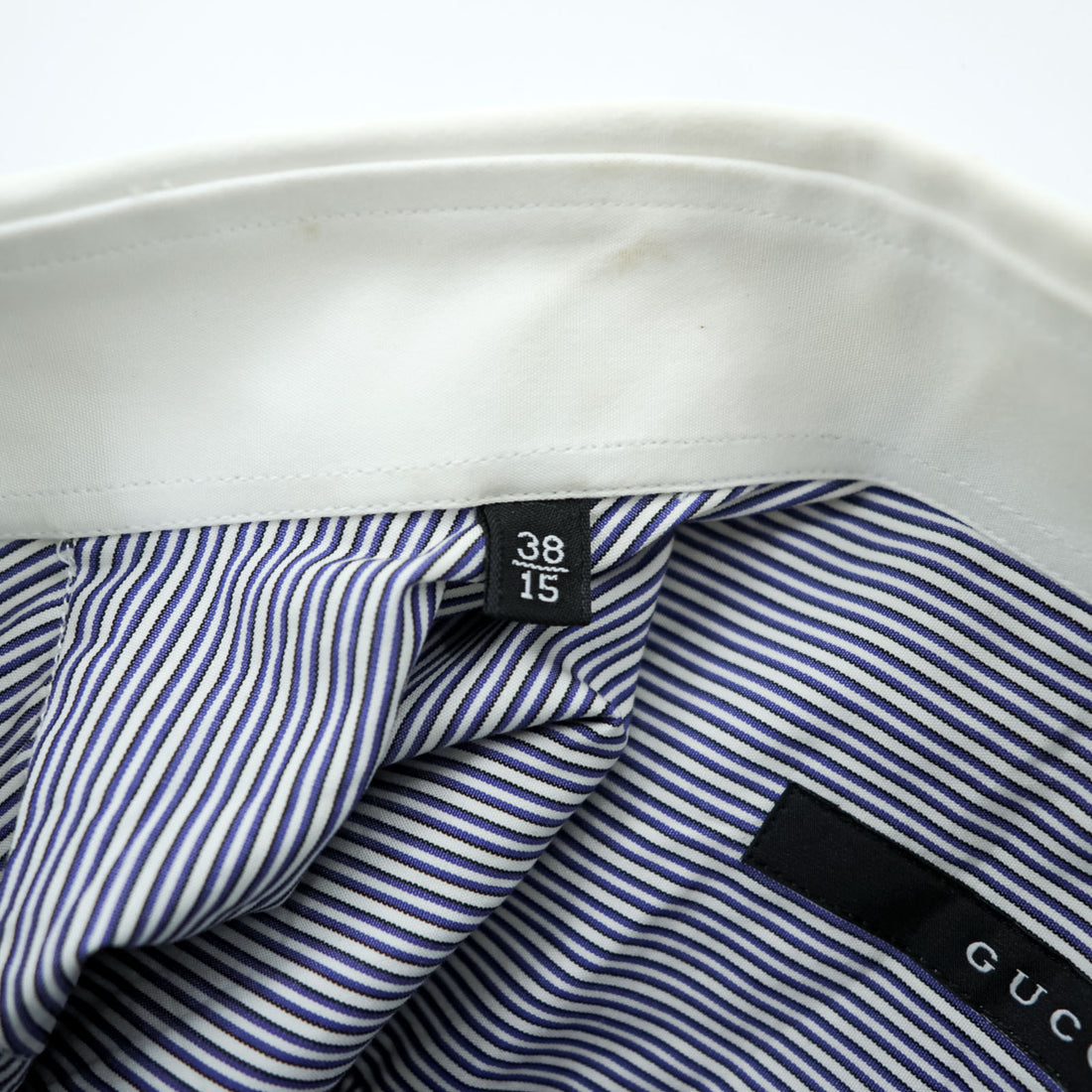 GUCCI Italian Made Cleric Shirt, Size M, Striped, Blue, G9U9BR