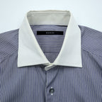 GUCCI Italian Made Cleric Shirt, Size M, Striped, Blue, G9U9BR
