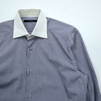 GUCCI Italian Made Cleric Shirt, Size M, Striped, Blue, G9U9BR