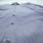 GUCCI Italian Made Cleric Shirt, Size M, Striped, Blue, G9U9BR