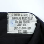 Clayman & Sons LTD 60年代 ユーロヴィンテージ スラックス パンツ トラウザーズ M ネイビー イギリス空軍 ミリタリー 8405-21-800-1044