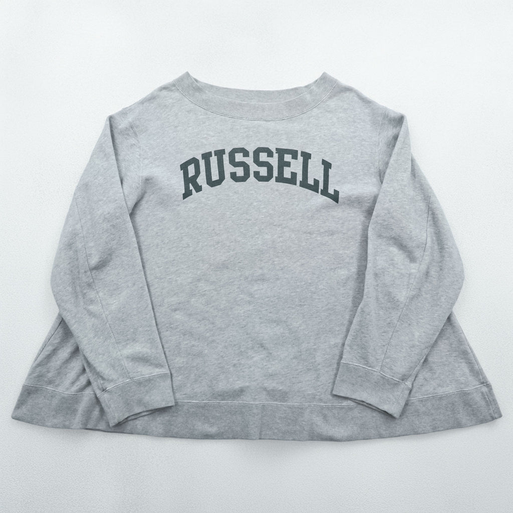 RUSSELL ATHLETIC Arch Logo Sweatshirt, FREE Size, Wide Fit, Grey, by K3 & Co., Drop Shoulder, 1668-599-1588