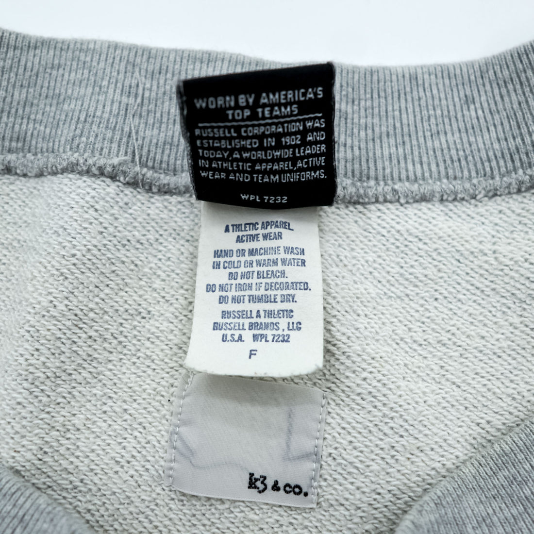 RUSSELL ATHLETIC Arch Logo Sweatshirt, FREE Size, Wide Fit, Grey, by K3 & Co., Drop Shoulder, 1668-599-1588