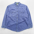 Eddie Bauer 90s USA-Made Denim Work Shirt, Size L, Blue