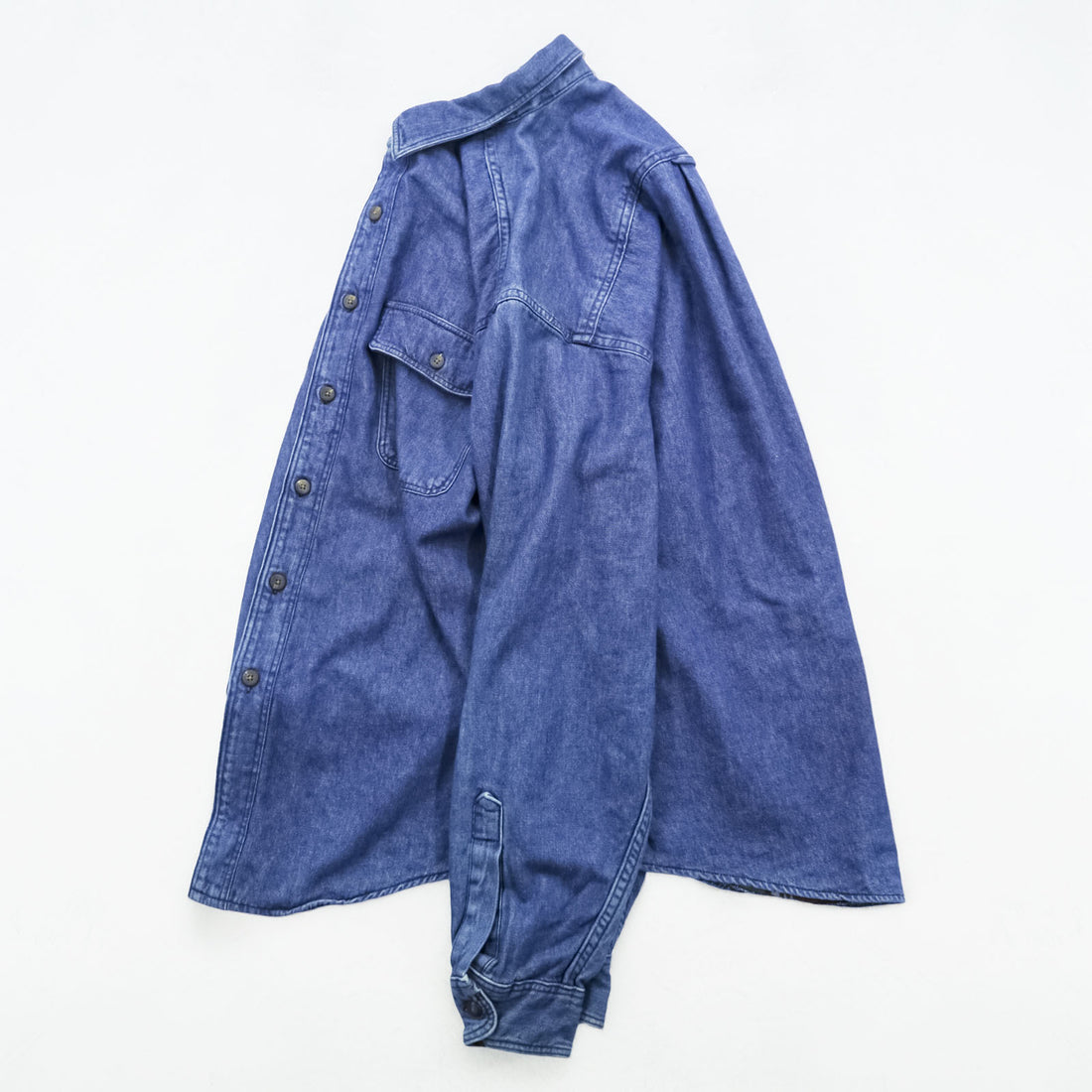 Eddie Bauer 90s USA-Made Denim Work Shirt, Size L, Blue
