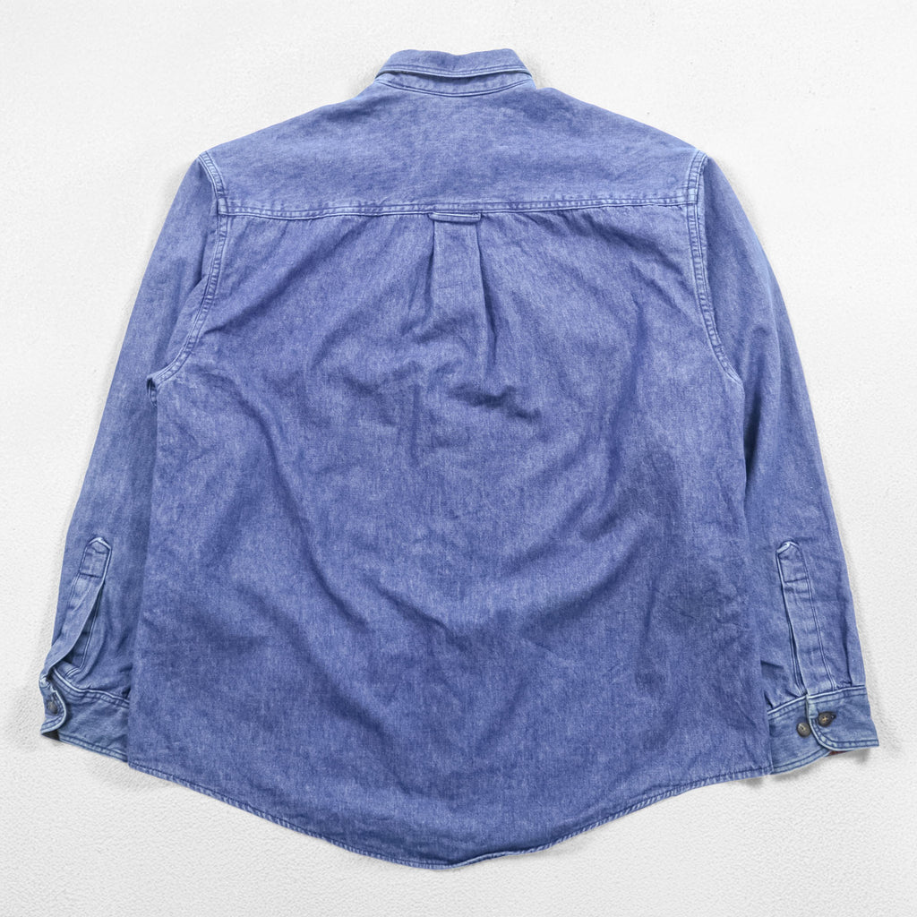Eddie Bauer 90s USA-Made Denim Work Shirt, Size L, Blue