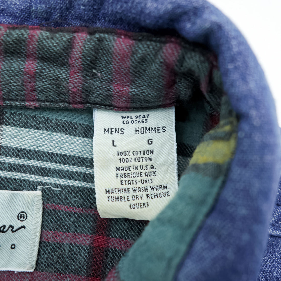 Eddie Bauer 90s USA-Made Denim Work Shirt, Size L, Blue