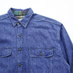 Eddie Bauer 90s USA-Made Denim Work Shirt, Size L, Blue