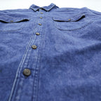 Eddie Bauer 90s USA-Made Denim Work Shirt, Size L, Blue