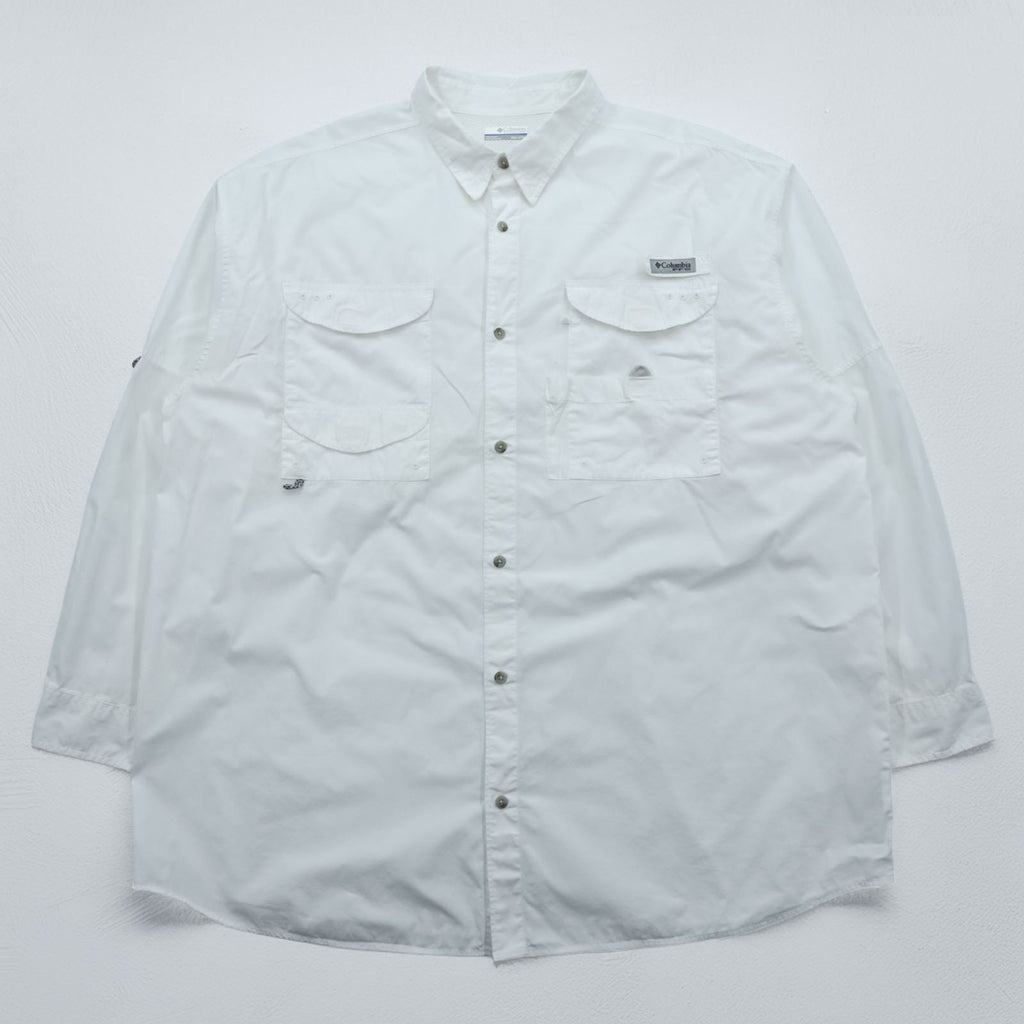 Columbia PFG Fishing Shirt, Size XL and up, White, Bonehead FM7120