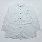 Columbia PFG Fishing Shirt, Size XL and up, White, Bonehead FM7120
