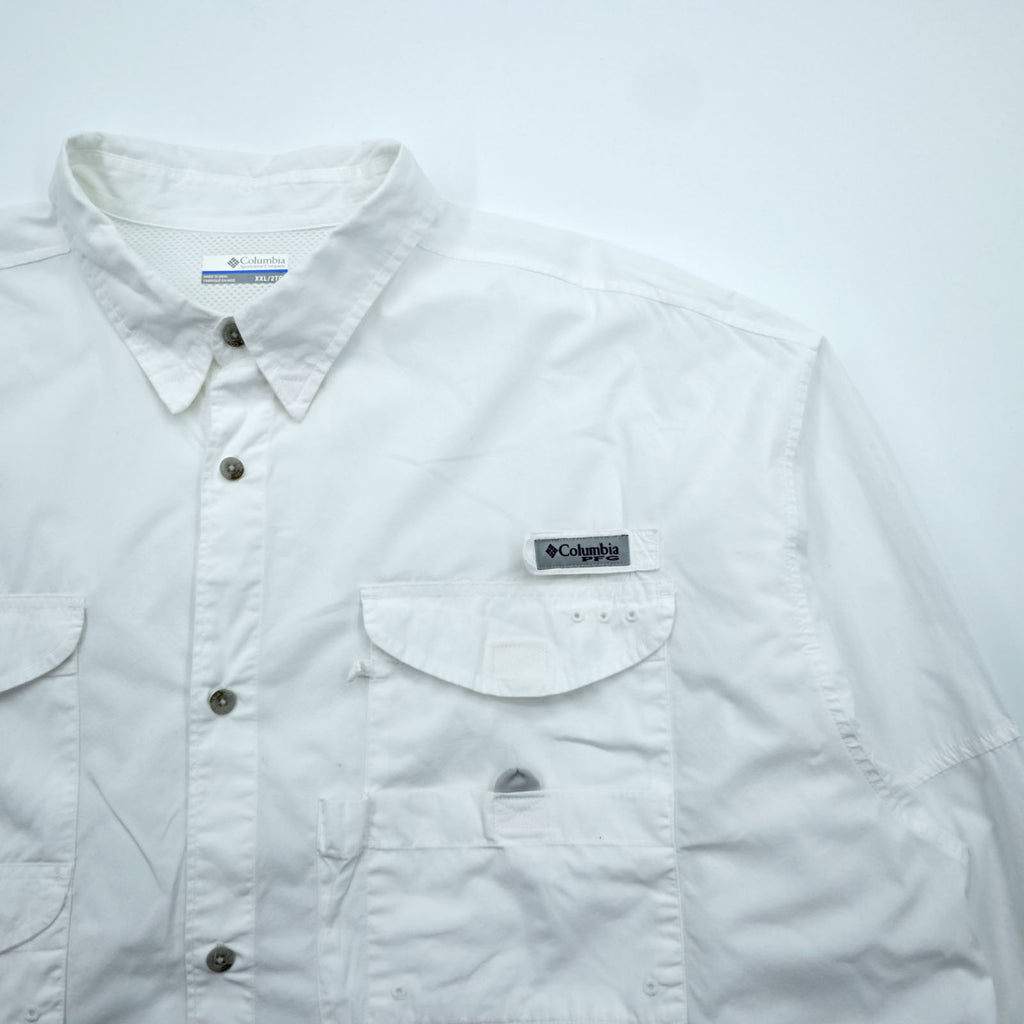 Columbia PFG Fishing Shirt, Size XL and up, White, Bonehead FM7120