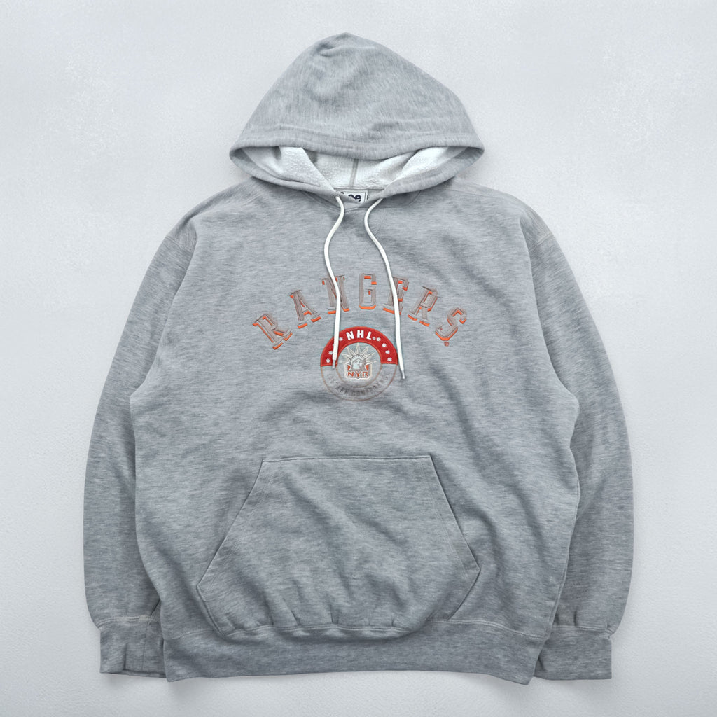 Vintage 90s Lee SPORT Hoodie L Grey Embroidered Team Sweatshirt