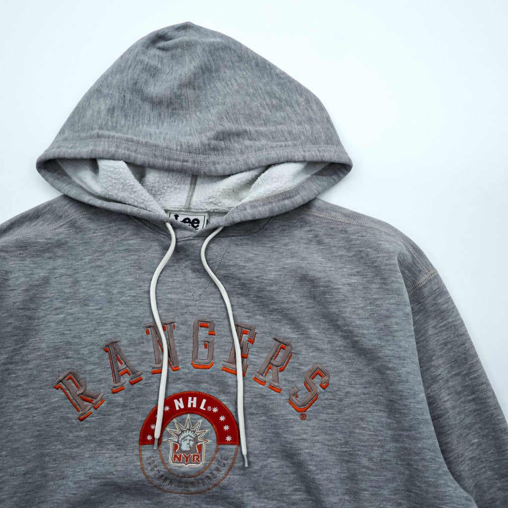 Vintage 90s Lee SPORT Hoodie L Grey Embroidered Team Sweatshirt