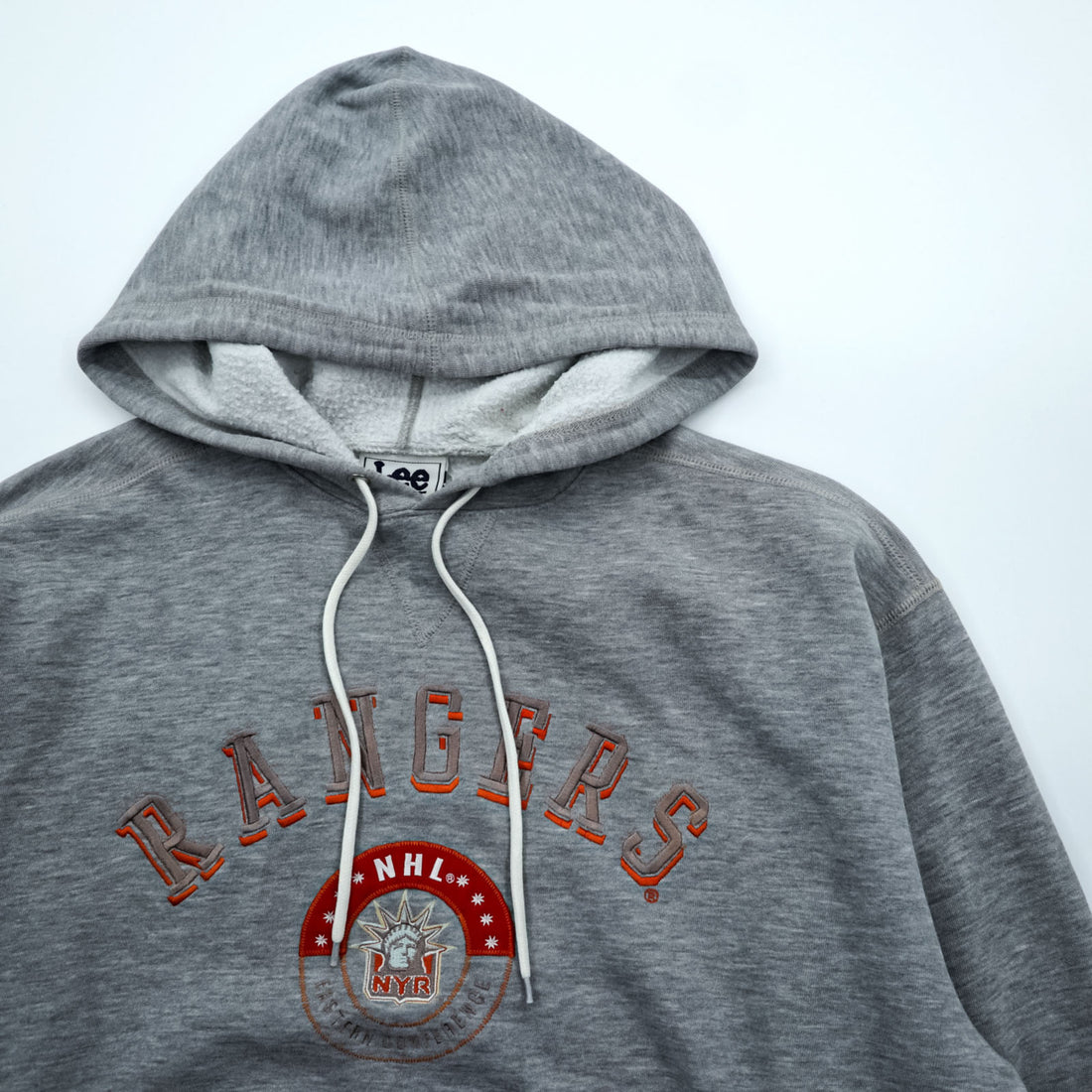Vintage 90s Lee SPORT Hoodie L Grey Embroidered Team Sweatshirt