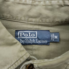 Vintage 90s Polo Ralph Lauren Military Work Shirt Men's M Olive Drab Utility Cotton RLPC Patch
