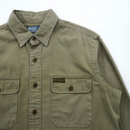 Vintage 90s Polo Ralph Lauren Military Work Shirt Men's M Olive Drab Utility Cotton RLPC Patch
