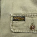 Vintage 90s Polo Ralph Lauren Military Work Shirt Men's M Olive Drab Utility Cotton RLPC Patch