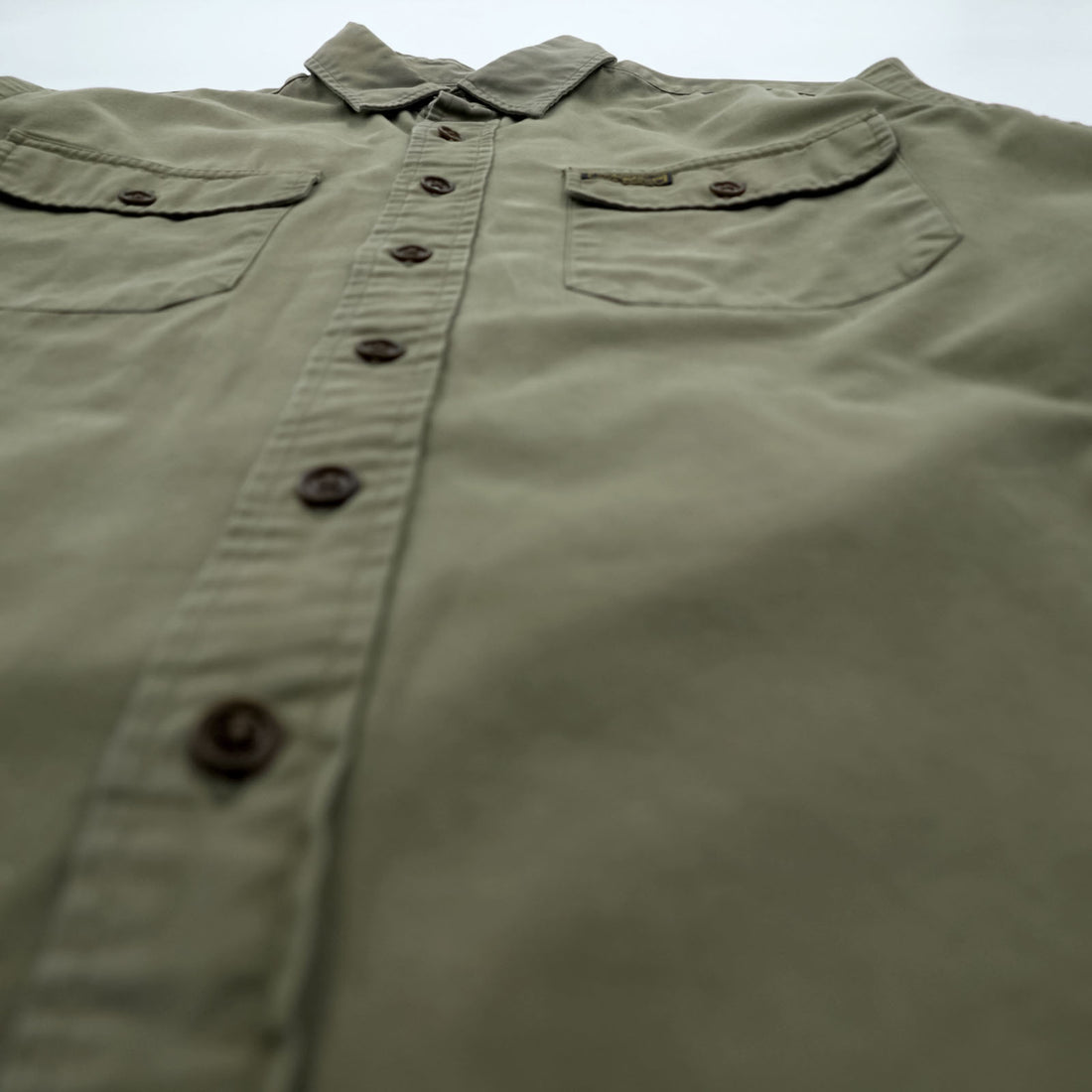 Vintage 90s Polo Ralph Lauren Military Work Shirt Men's M Olive Drab Utility Cotton RLPC Patch
