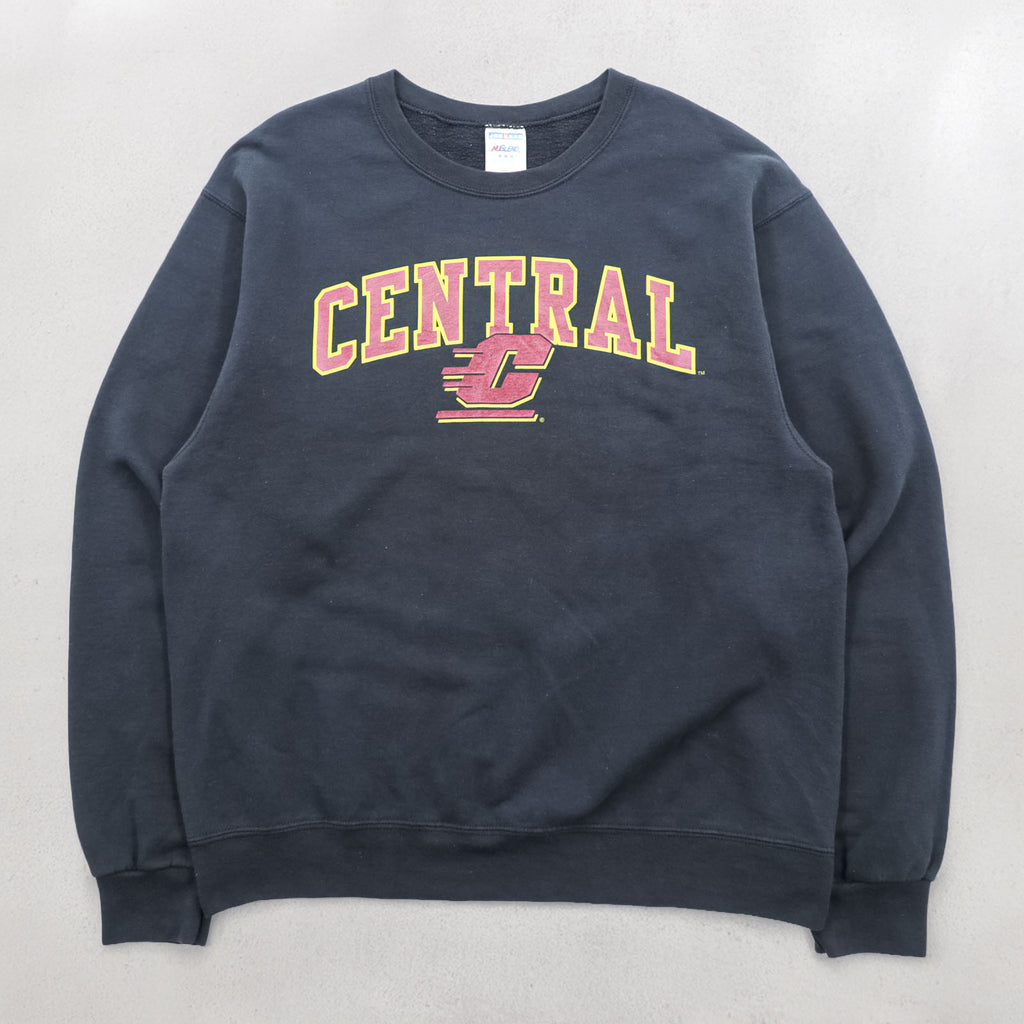 JERZEES College Sweatshirt, Size M, Black, NU BLEND Arch Logo