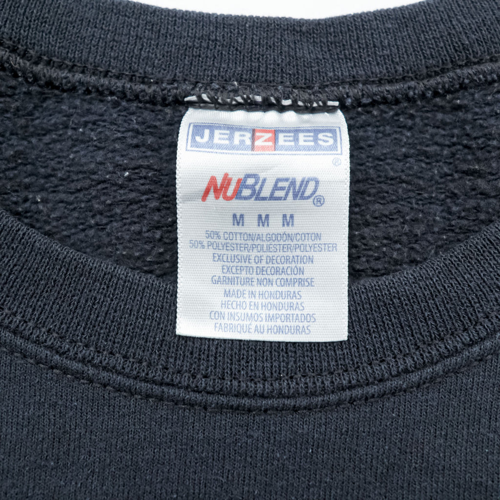 JERZEES College Sweatshirt, Size M, Black, NU BLEND Arch Logo