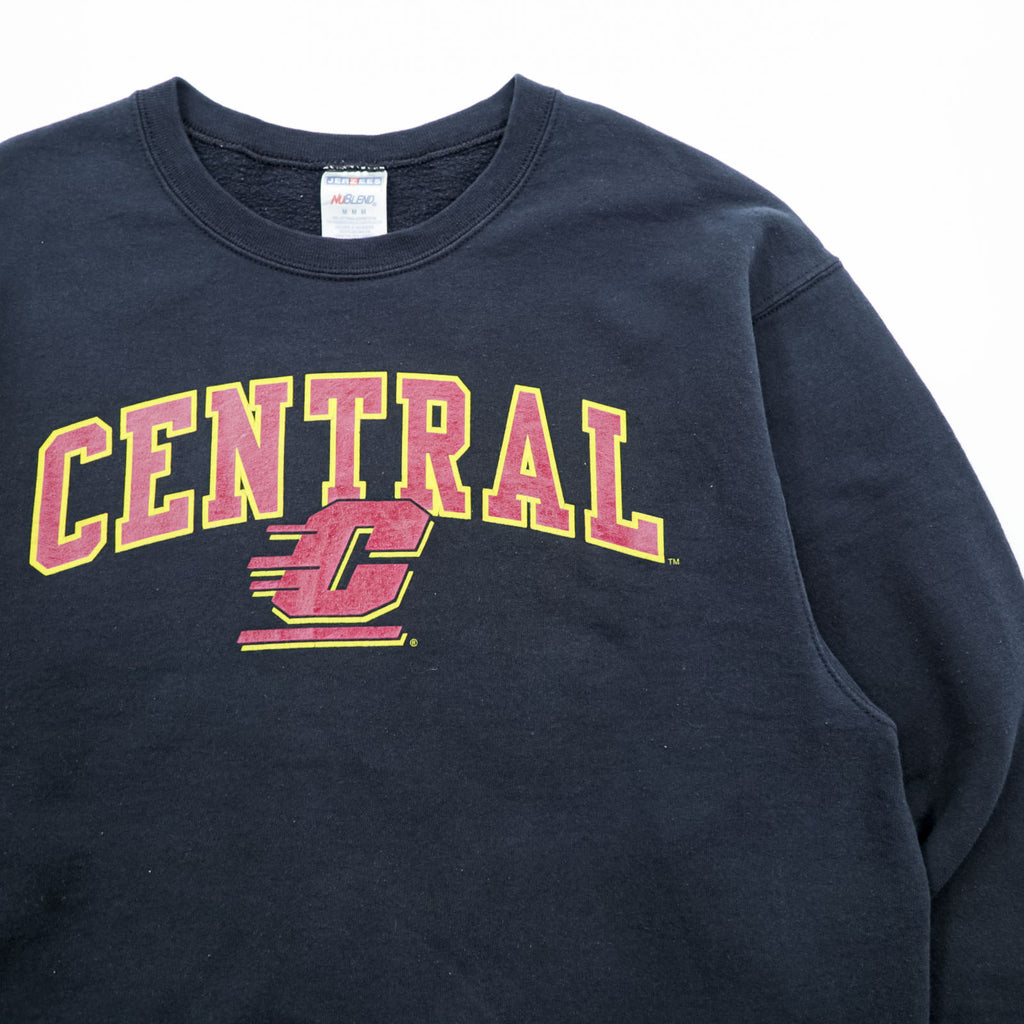 JERZEES College Sweatshirt, Size M, Black, NU BLEND Arch Logo