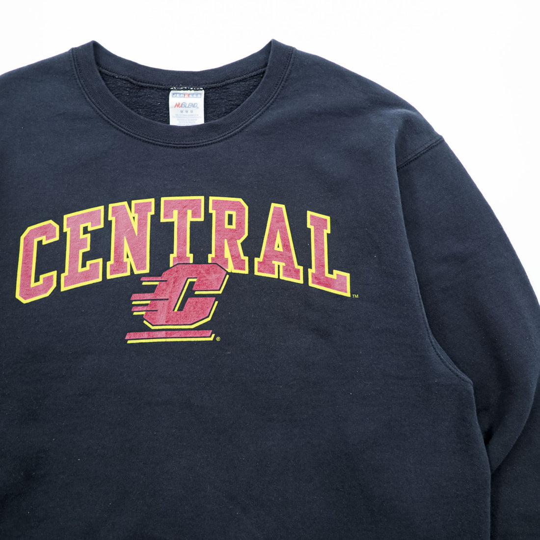 JERZEES College Sweatshirt, Size M, Black, NU BLEND Arch Logo