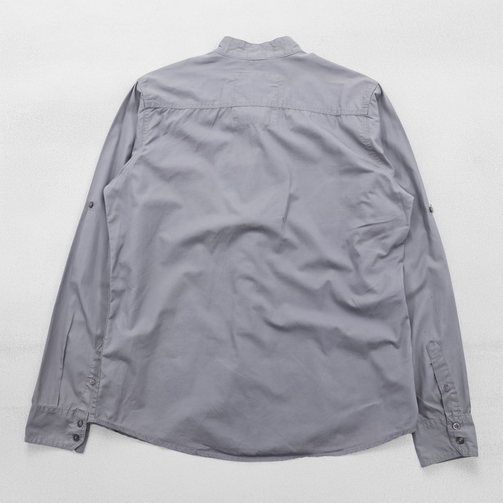 Vintage China Shirt, Size L, Gray, MATELEAU, Seirin Co., Ltd., Euro Work, Made in Tunisia