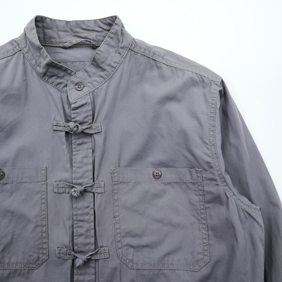 Vintage China Shirt, Size L, Gray, MATELEAU, Seirin Co., Ltd., Euro Work, Made in Tunisia