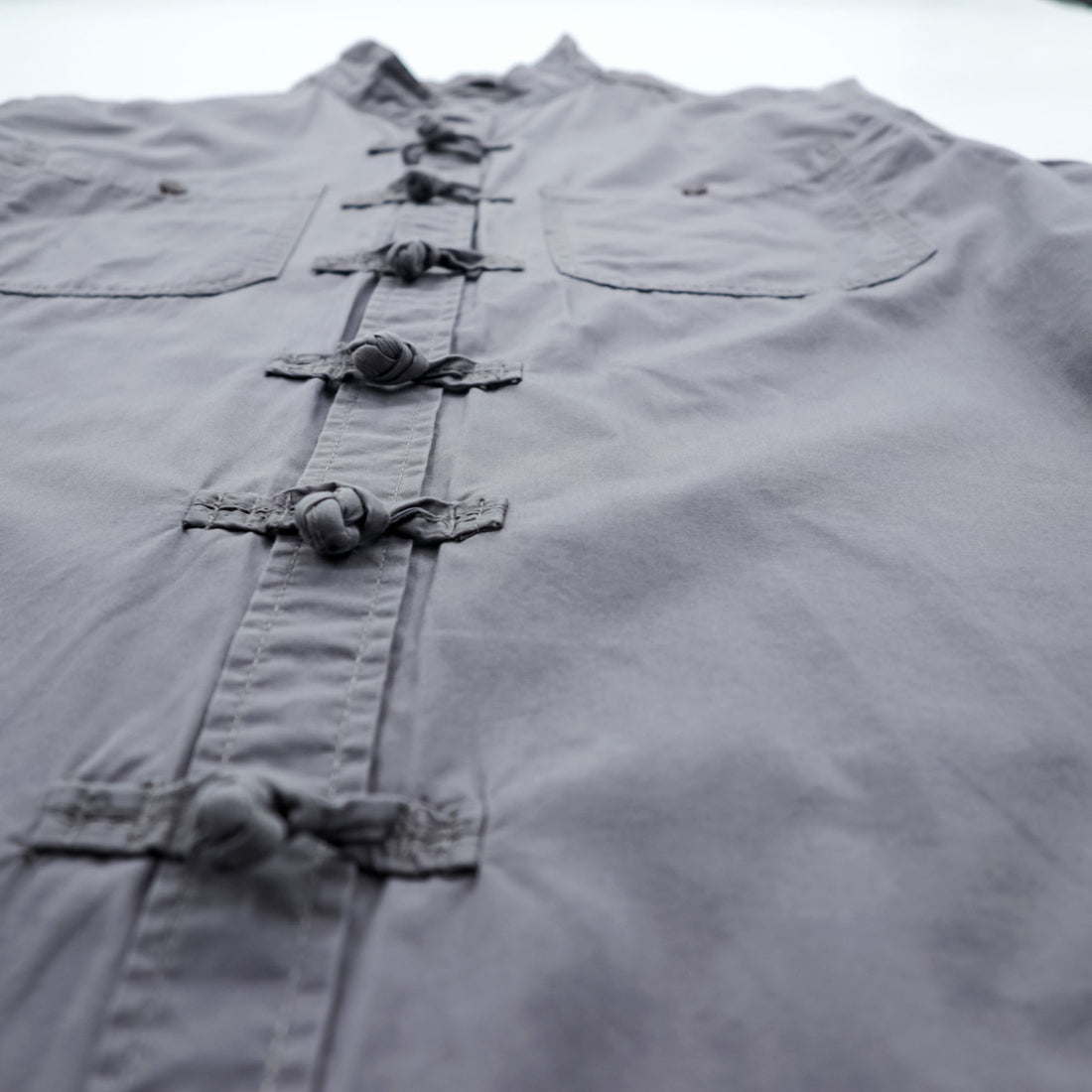 Vintage China Shirt, Size L, Gray, MATELEAU, Seirin Co., Ltd., Euro Work, Made in Tunisia