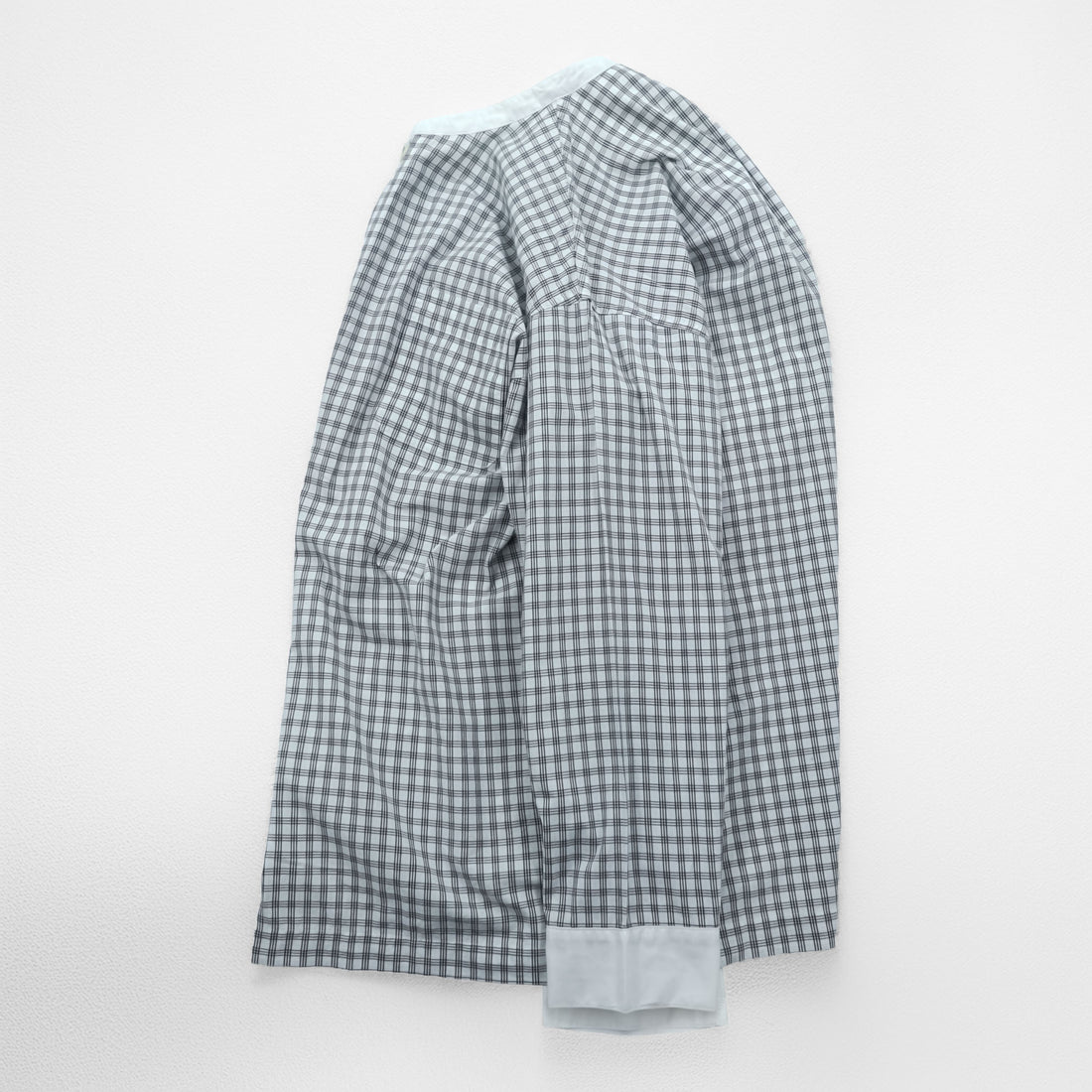 BURBERRY LONDON 90年代 バンドカラー ノバチェックシャツ L ブルー ボックスシルエット 日本製