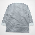 BURBERRY LONDON 90年代 バンドカラー ノバチェックシャツ L ブルー ボックスシルエット 日本製