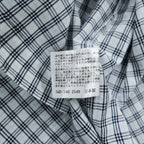 BURBERRY LONDON 90年代 バンドカラー ノバチェックシャツ L ブルー ボックスシルエット 日本製