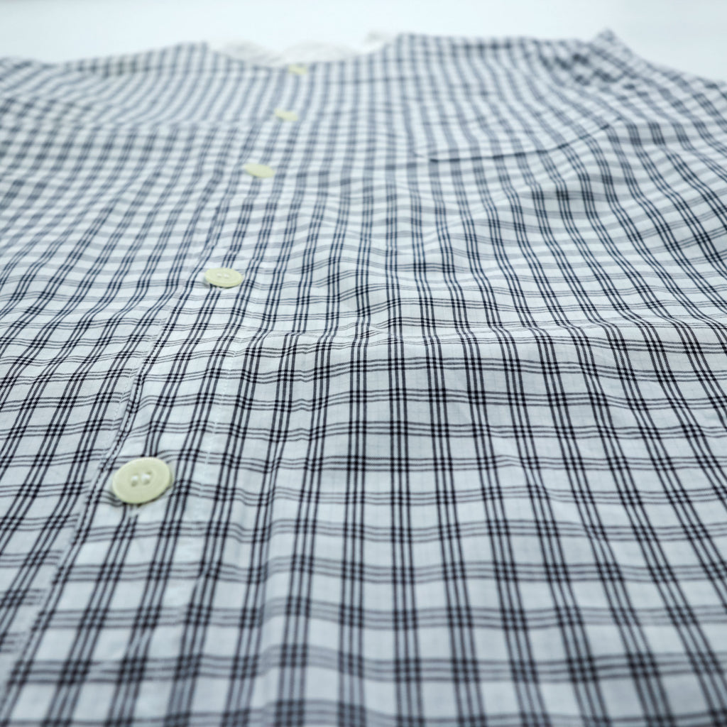 BURBERRY LONDON 90年代 バンドカラー ノバチェックシャツ L ブルー ボックスシルエット 日本製