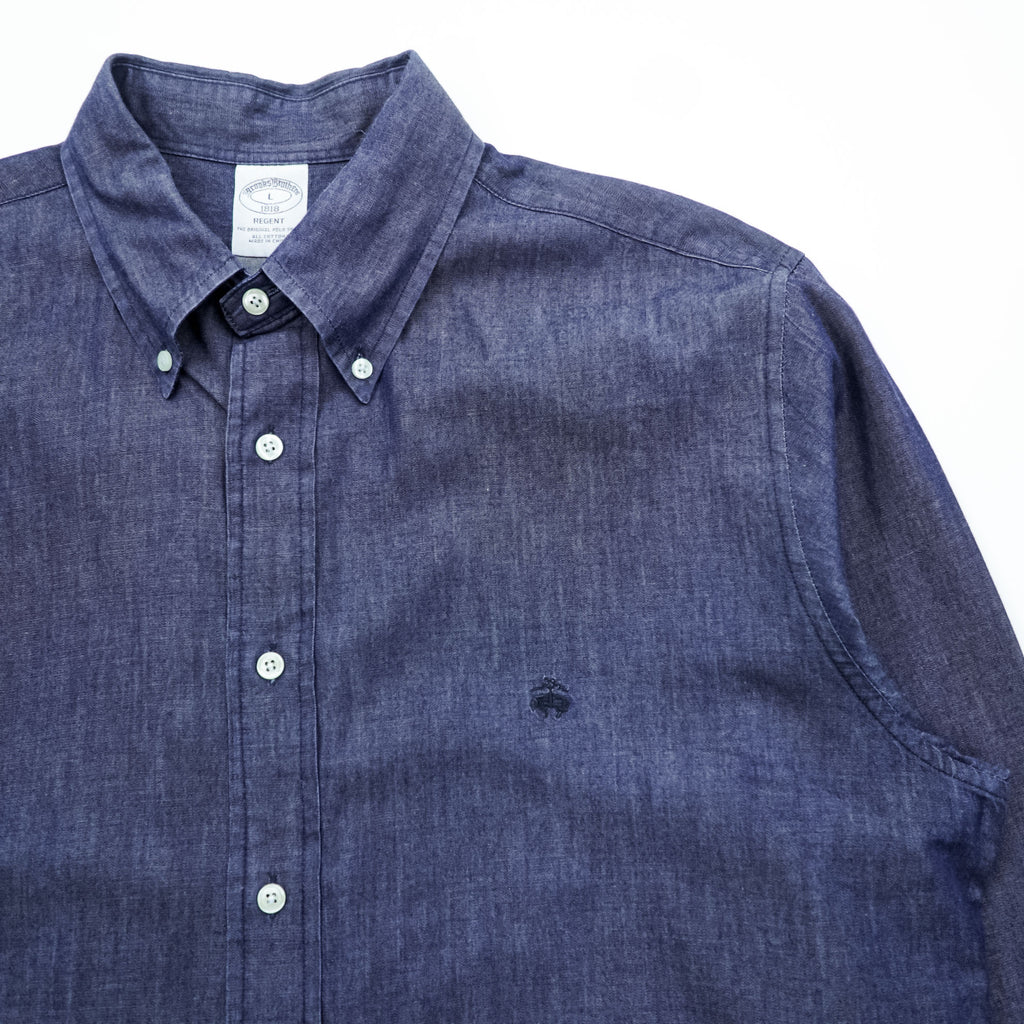 Brooks Brothers インディゴ デニム ボタンダウンシャツ L ネイビー REGENT