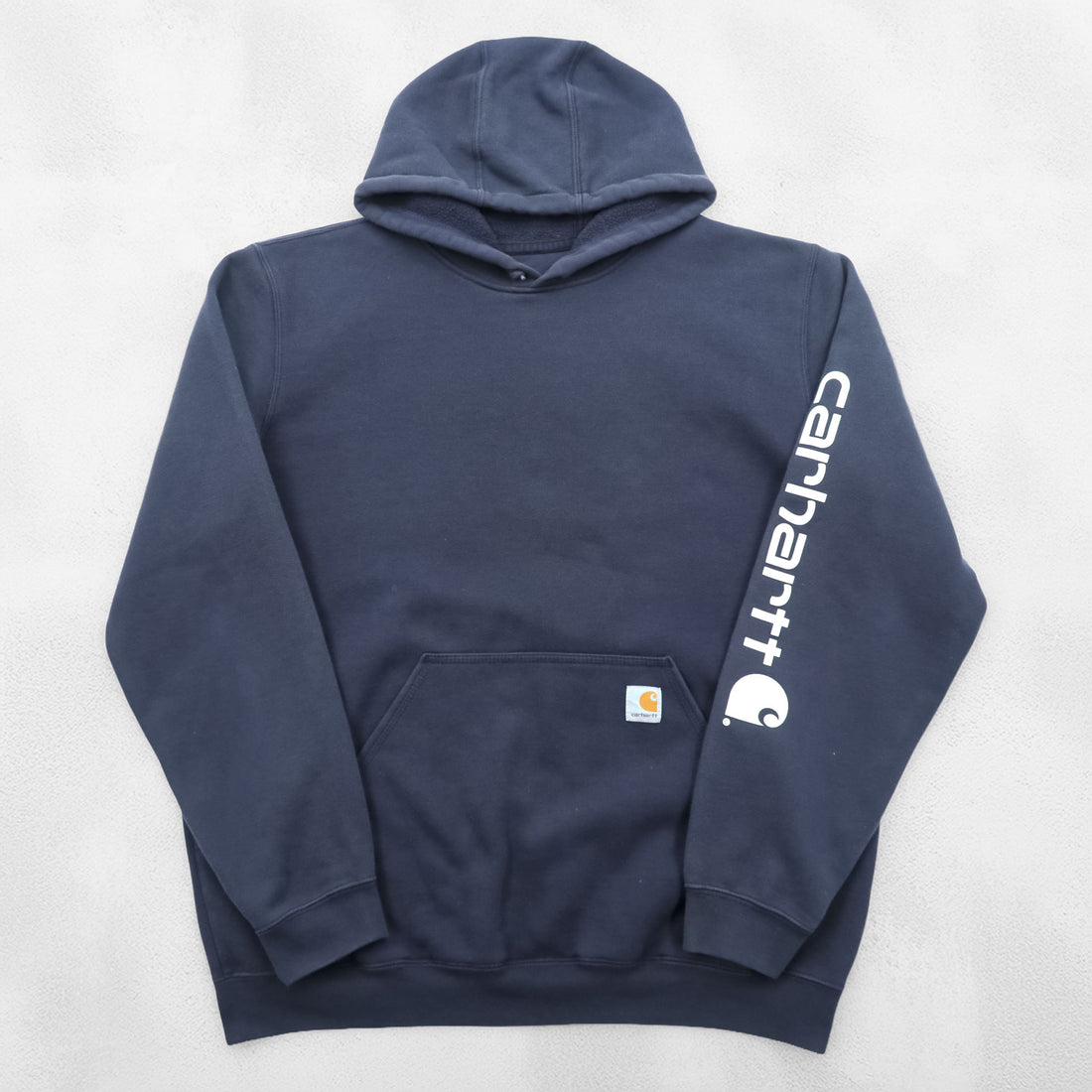 Carhartt Original Fit Hoodie, Size L, Black, Midweight Hooded Logo Sweatshirt, Sleeve Logo, K288
