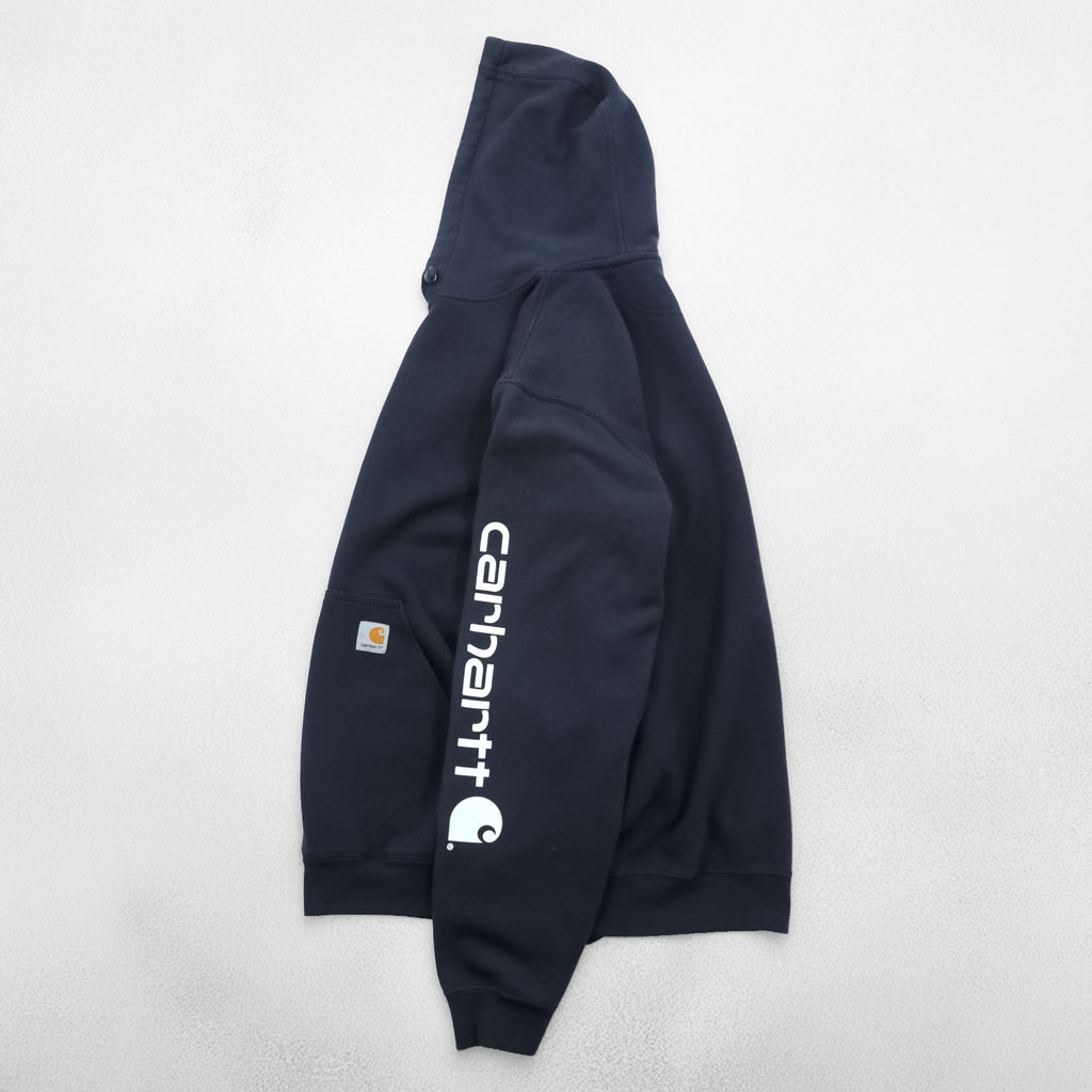 Carhartt Original Fit Hoodie, Size L, Black, Midweight Hooded Logo Sweatshirt, Sleeve Logo, K288