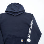 Carhartt Original Fit Hoodie, Size L, Black, Midweight Hooded Logo Sweatshirt, Sleeve Logo, K288