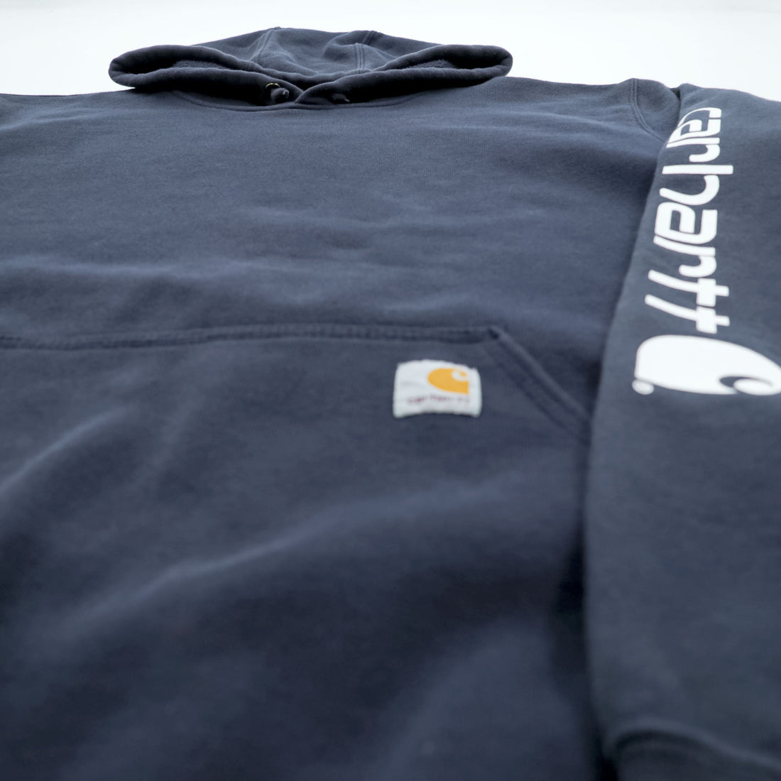 Carhartt Original Fit Hoodie, Size L, Black, Midweight Hooded Logo Sweatshirt, Sleeve Logo, K288