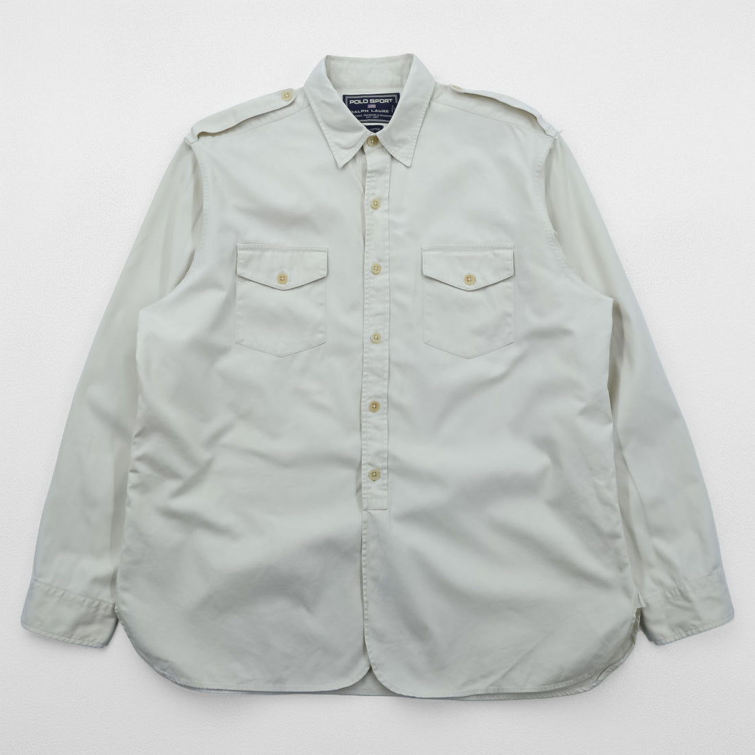 Vintage 90s Polo Sport Ralph Lauren Safari Shirt Military Explorer Epaulettes Men's L