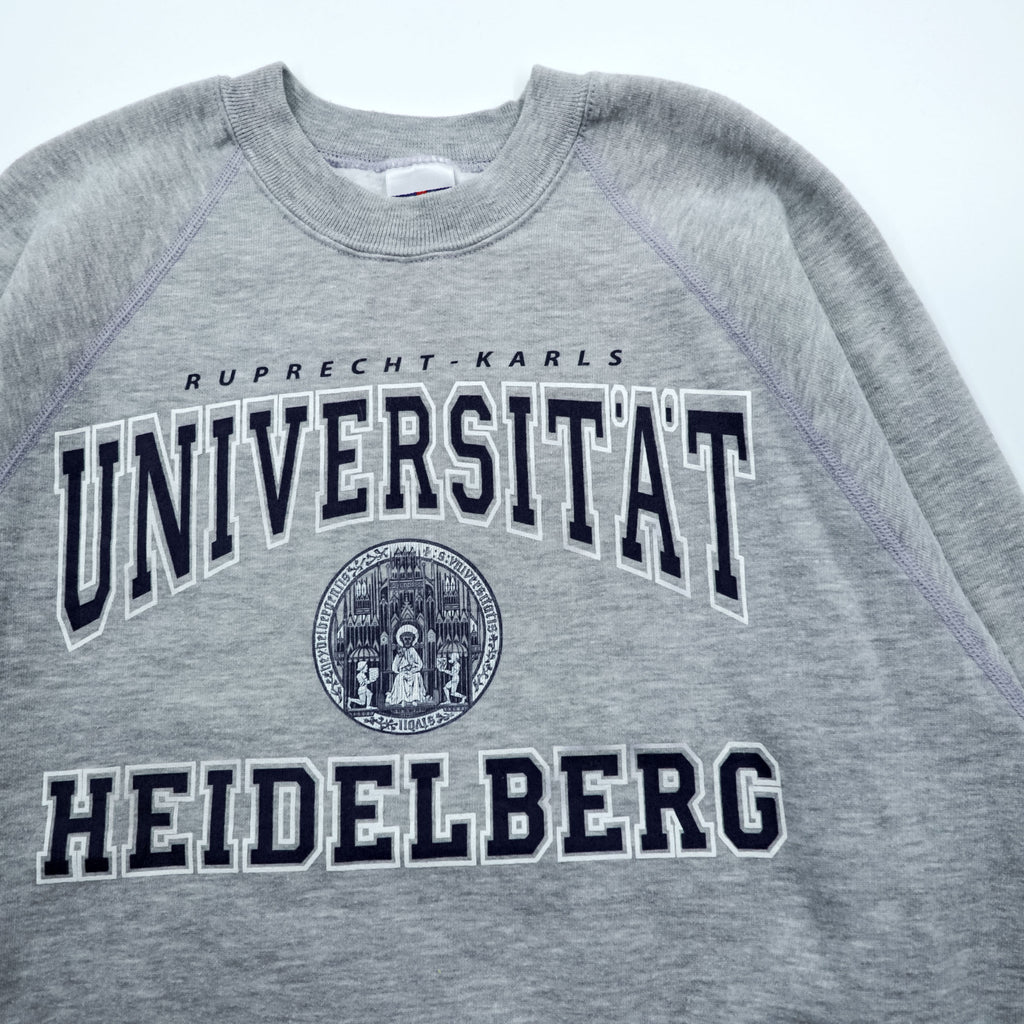 JERZEES 90s Raglan Sleeve College Sweatshirt, Size M, Gray, HEIDELBERG