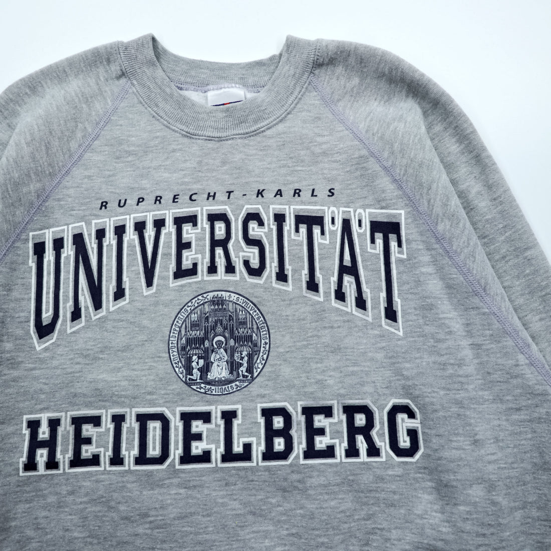 JERZEES 90s Raglan Sleeve College Sweatshirt, Size M, Gray, HEIDELBERG