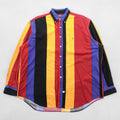 Vintage 90s Ralph Lauren Multi Color Bold Stripe Shirt XL Made in Singapore Polo BD Cotton