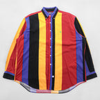 Vintage 90s Ralph Lauren Multi Color Bold Stripe Shirt XL Made in Singapore Polo BD Cotton