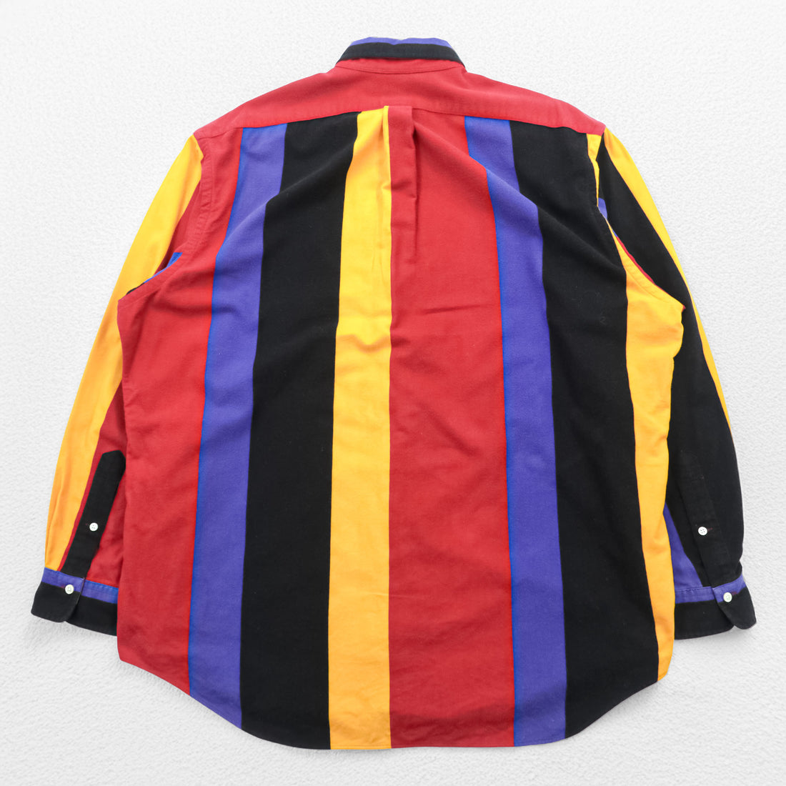 Vintage 90s Ralph Lauren Multi Color Bold Stripe Shirt XL Made in Singapore Polo BD Cotton