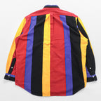 Vintage 90s Ralph Lauren Multi Color Bold Stripe Shirt XL Made in Singapore Polo BD Cotton