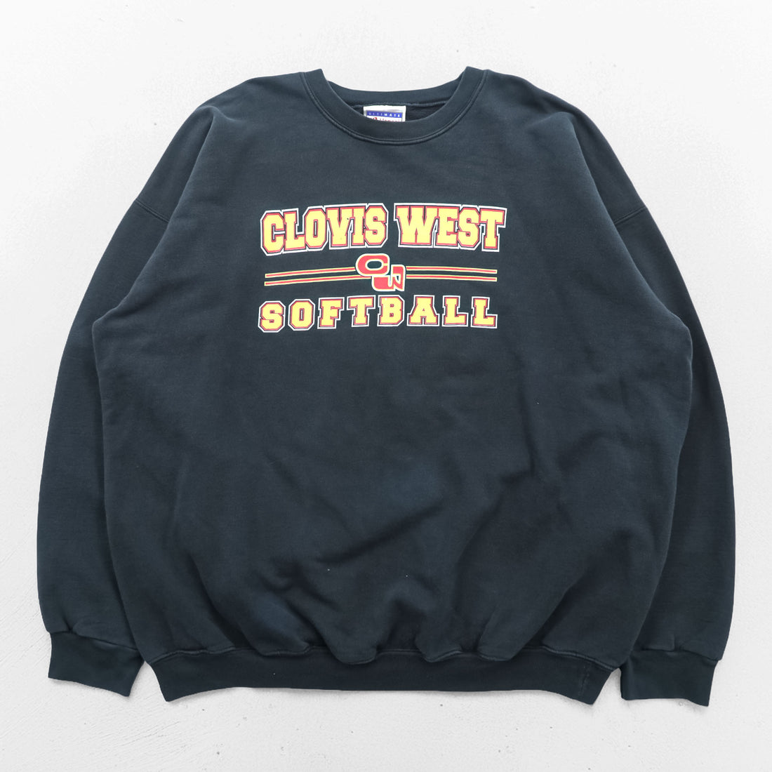 Hanes 90年代 ヴィンテージ カレッジ スウェット トレーナー XL ブラック ULTIMATE コットン CLOVIS WEST SOFTBALL